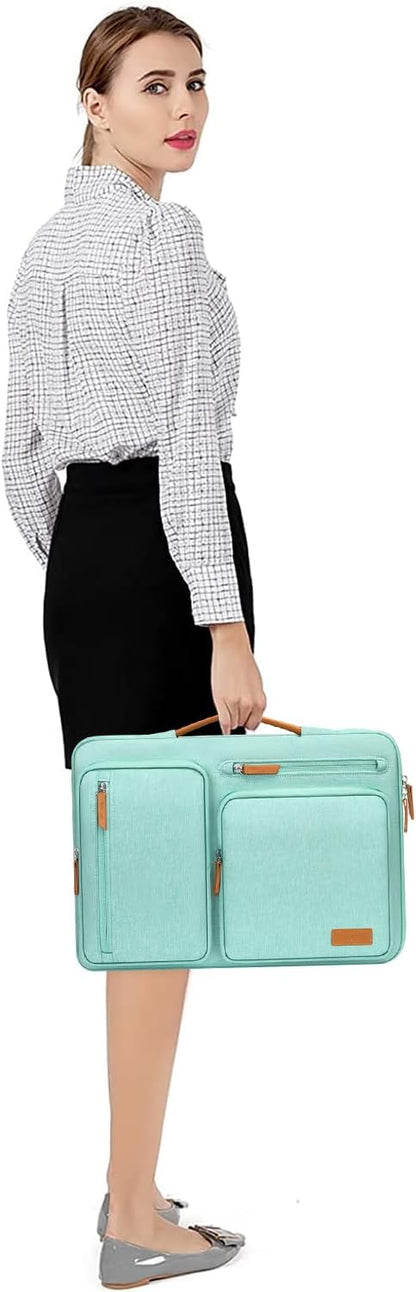 MOSISO 360 Protective Laptop Case 16 inch, 15-15.6 inch Laptop Sleeve Compatible with MacBook Pro 16, HP, Acer, Dell, Lenovo, ASUS, Side Open Carrying Case with 4 Zipper Pockets&Handle, Aqua Green