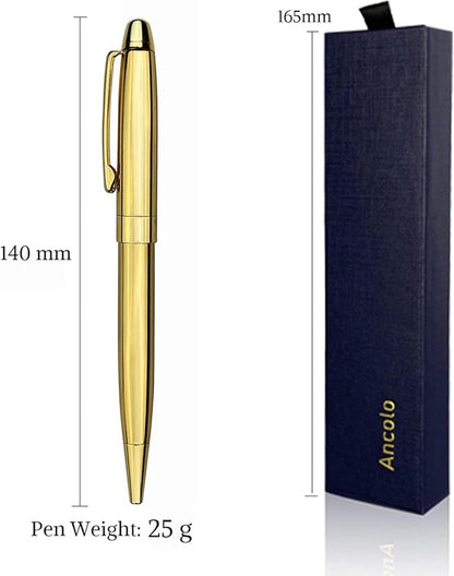 Ancolo Personalized Retractable Ballpoint Pens Stainless Steel Fancy Pens Engraved with Your Name Logo or Message, Phone Number Black ink Perfect for Bank, Office, Hotel 5 Pcs/Pack