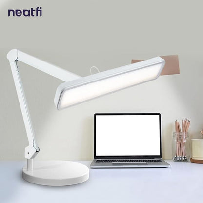 Neatfi (New Model) XL 2,500 Lumens LED Task Lamp, 5 Light Modes, 3000-6000K Correlated Color Temperature, 30W, Dimmable, 324 Pcs SMD LED, Desk Light for Home, Office (CCT with Base, White)