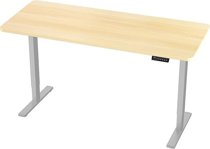 VIVO Electric 60 x 24 in Standing Desk, Memory Height Adjustment, 1B Series, One-Piece Light Wood Top, Gray Frame, DESK-KIT-1G6C