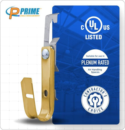 3/4 Heavy Duty Metal Cable & Wire Support Batwing J-Hook Hangers with Bat Wing Clip for attaching ceiling wire & threaded rod for Cable & Wire Management