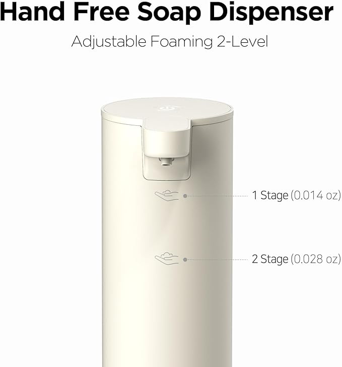 mooas Automatic Foaming Soap Dispenser - Stainless Steel, Touchless, Rechargeable, Hands Free, 9.4oz (Silver)