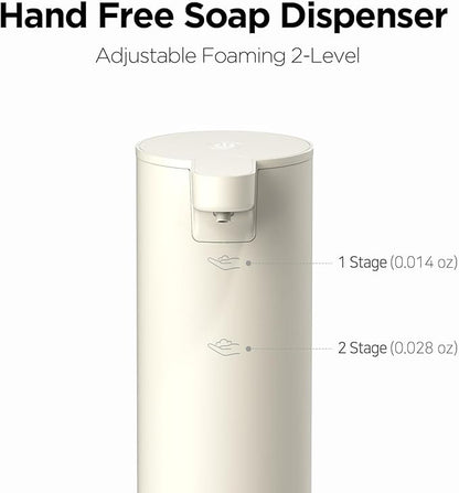 mooas Automatic Foaming Soap Dispenser - Stainless Steel, Touchless, Rechargeable, Hands Free, 9.4oz (Silver)