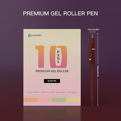 Retractable Gel Pens,0.5mm fine point pen, smooth writing nursing pens,stationary for women,Cute Office and School Supplies for Women Teacher Students(10 Pcs Vintage-Black Ink)