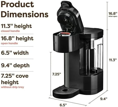 Keuriig K-Express Essentials Single Serve Coffee Maker, 3 Cup Sizes, 36oz Removable Reservoir, kcup Pod Compatible, Fast Brew, Travel Mug Friendly, Auto-Off, Compact 6.5” Design (Black)