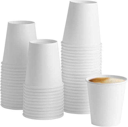 GUSTO White Paper Cups [10 oz - 100 Count] Disposable Coffee Cup for Hot Drinks – Sturdy & Eco-Friendly – Paper Cups for Tea, Cocoa & More – (Formerly Comfy Package)