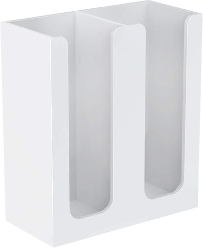 Richboom Acrylic Coffee Cup and Lid Storage Organizer Holder, 2 Compartments, White