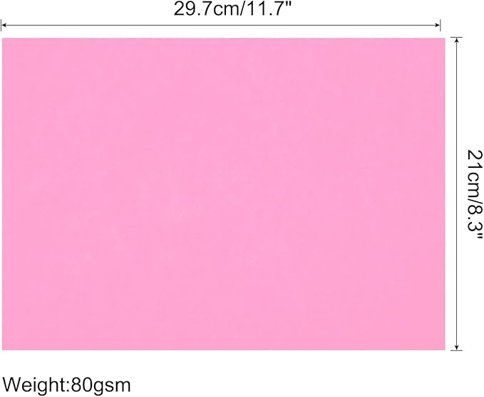 MECCANIXITY 75 Sheets A4 Colored Print Copy Paper 8.3" x 11.7" Origami Paper Printer Paper 80gsm for Printing, Document Copying, Art Craft,Light Pink