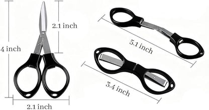4" Mini Foldable Scissors,Portable Small Scissors, Safety Folding Pocket Scissor, Suitable for Travel, Home, Office, Craft, Sewing, Outdoors Accessories Black