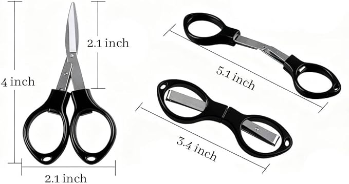 2PCS 4" Mini Foldable Scissors,Portable Small Scissors, Safety Folding Pocket Scissor, Suitable for Travel, Home, Office, Craft, Sewing, Outdoors Accessories Black