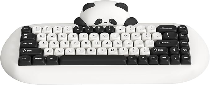 YUNZII C68 Panda Wireless Mechanical Gaming Keyboard, 68 Keys Cute Layout with PBT Keycaps,RGB Backlit, Hot Swappable,Creamy Switches,BT5.0/2.4G/Wired for Win/Mac(White,Panda Switch)
