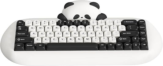 YUNZII C68 Panda Wireless Mechanical Gaming Keyboard, 68 Keys Cute Layout with PBT Keycaps,RGB Backlit, Hot Swappable,Creamy Switches,BT5.0/2.4G/Wired for Win/Mac(White,Panda Switch)