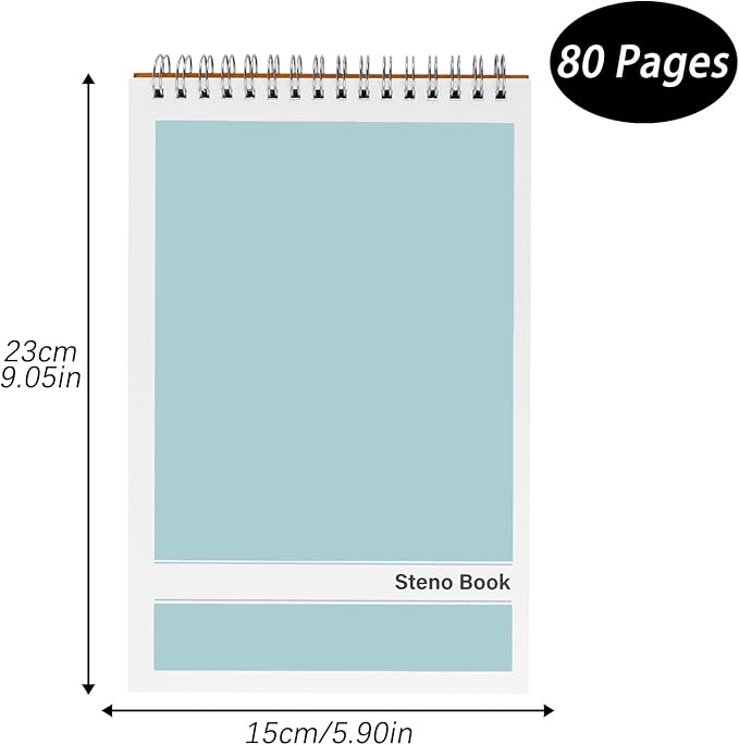 Steno Pads – 6x9 Inches 80 Sheets Steno Notebooks for Writing Notes in School, University, College & Office (2PCS Light Blue)