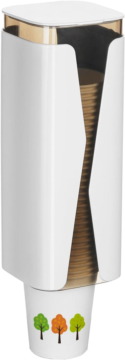 Cup Dispenser, Wall Mounted Mouthwash Cup Dispenser Fit 3oz-5oz Disposable Cups, Pull Type Water Cooler Cup Holder for Bathroom Office Gym School -White