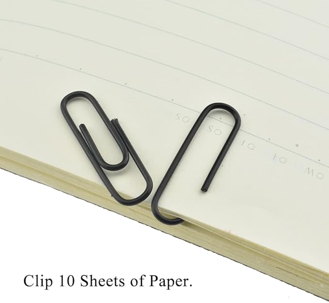HAHIYO Paper Clips Large 1.1 inches (28mm) Length Black Paperclips Vinyl Coated Prevent Scratching Tearing The Pages Sturdy for Bookmark Organize Home Office School 150 Pack