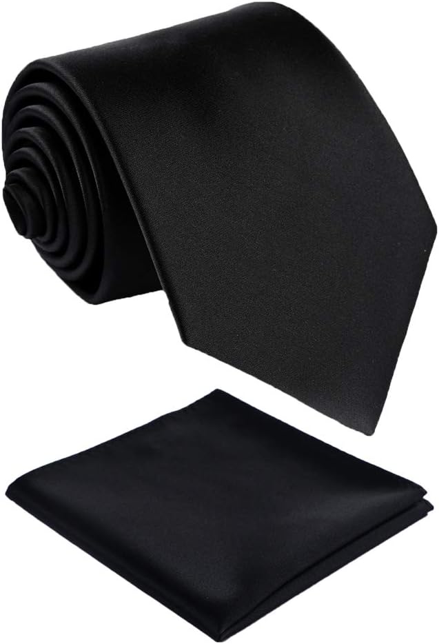 Mens Solid Satin Mens Tie With Hanky,Handmade Neckties For Men