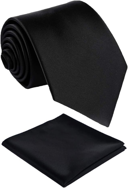 Mens Solid Satin Mens Tie With Hanky,Handmade Neckties For Men