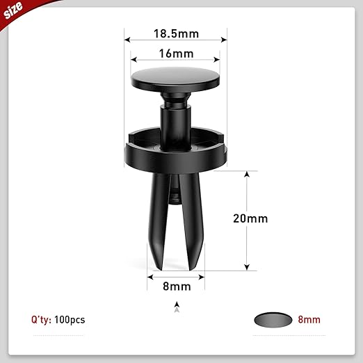 Nilight 100Pcs Push-Type Fender Liner Retainer Clips Replacement for Chrysler 6504521, 04575412AF Jeep Liberty Grand Caravan Dodge Charger Grand Caravan, 2 Years Warranty