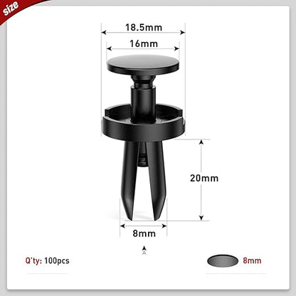 Nilight 100Pcs Push-Type Fender Liner Retainer Clips Replacement for Chrysler 6504521, 04575412AF Jeep Liberty Grand Caravan Dodge Charger Grand Caravan, 2 Years Warranty