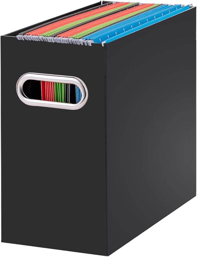 Oterri Cardboard File Organizer Box for Hanging File Folders Letter Size,File Box for Computer Desk,File Cabinet,Working Home,Office,Classroom(Black, Letter Size - 1 Pack)