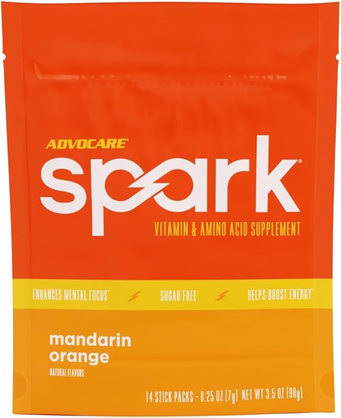 AdvoCare Spark - Energy Drink Mix - Vitamin & Amino Acid Supplement - Supports Energy & Focus - Portable Immune Support - Sugar-Free -Mandarin Orange, 14 Stick Packs (3.5 oz)