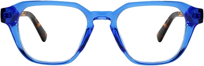 TIJN Blue Light Blocking Glasses for Women Men TR90 Rectangle Frame and Chic Preppy Style Computer Screen Glasses
