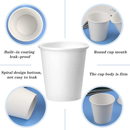 100 Pack 3 oz White Paper Cups, Bathroom Cups Disposable,Moushwash Cup Small Snack Cup for Water, Juice, Candy Ideal for Party Bathroom and Office