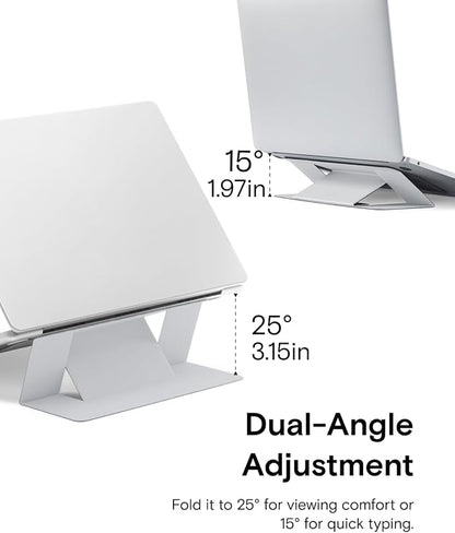 MOFT Laptop Stand for Desk, Adhesive MacBook Computer Stand with 2 Adjustable Viewing Angles, Foldable and Portable Laptop Riser Compatible with 11"-16" Laptops, Misty Cove(Adhesive Version)