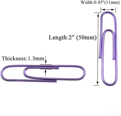 HAHIYO Paper Clips Large 2 inches Length Purple Paperclips Vinyl Coated Prevent Scratching Tearing The Pages Sturdy for Bookmark Organize Home Office School 80 Pack