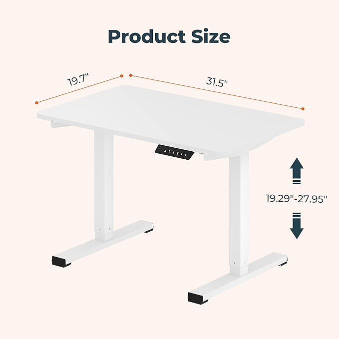 Small Adjustable Stand Up Desk for Children,One-Piece Standing Desk 31.5 x 19.7 Inch, Home Office Desk Computer Workstation, White