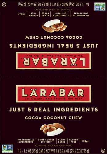 Larabar Cocoa Coconut Chew, Gluten Free Vegan Fruit & Nut Bars, 16 ct