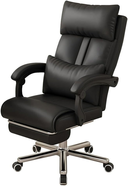 Big and Tall Office Chair, Reclining 330LBS Ergonomic Executive Desk Chair, with Lumbar Support, Silent Wheel, High Back Leather Computer Chair, Comfy Desk Chair for Home Office