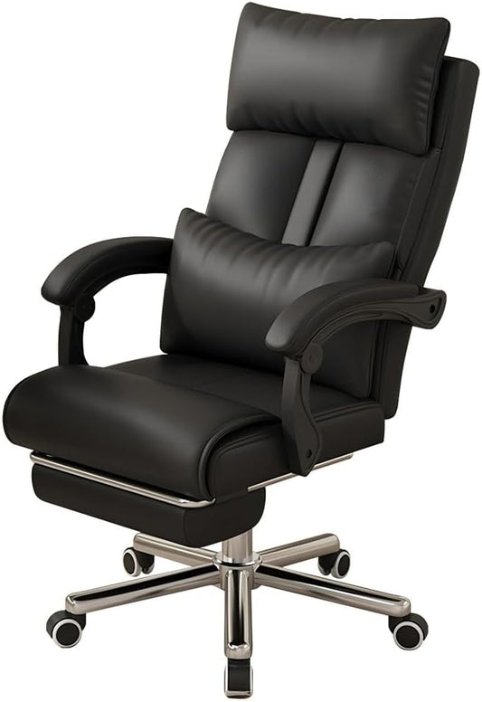 Big and Tall Office Chair, Reclining 330LBS Ergonomic Executive Desk Chair, with Lumbar Support, Silent Wheel, High Back Leather Computer Chair, Comfy Desk Chair for Home Office