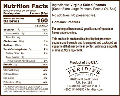FERIDIES Peanut Sampler Gift Set with Salted Virginia Peanuts, Brittle, Honey Roasted, and 5 O'clock Crunch, 36 Oz 4 Piece Assortment