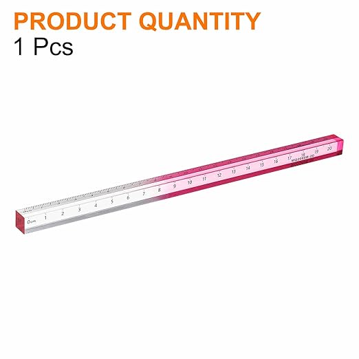 HARFINGTON Acrylic Clear Straight Rulers 20cm Metric Transparent Gradient Three-Dimensional Plastic Ruler Square Cube Measuring Tool for Classroom Office, Pink