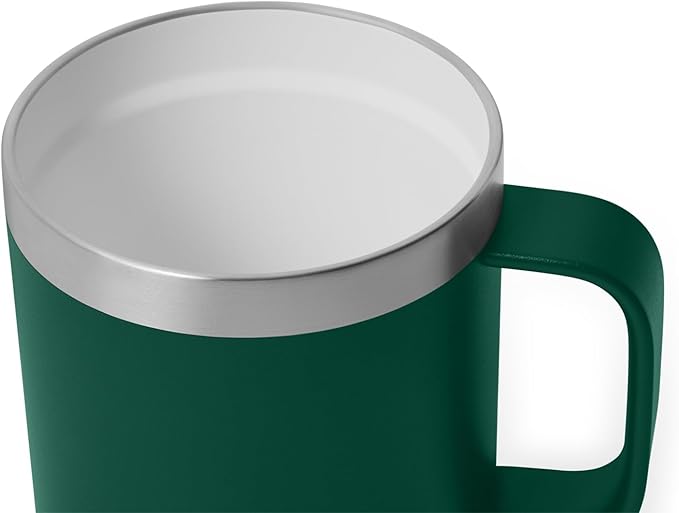 YETI Rambler 10 oz Ceramic Lined Stackable Mug, Vacuum Insulated, Stainless Steel with MagSlider Lid, Black Forest Green