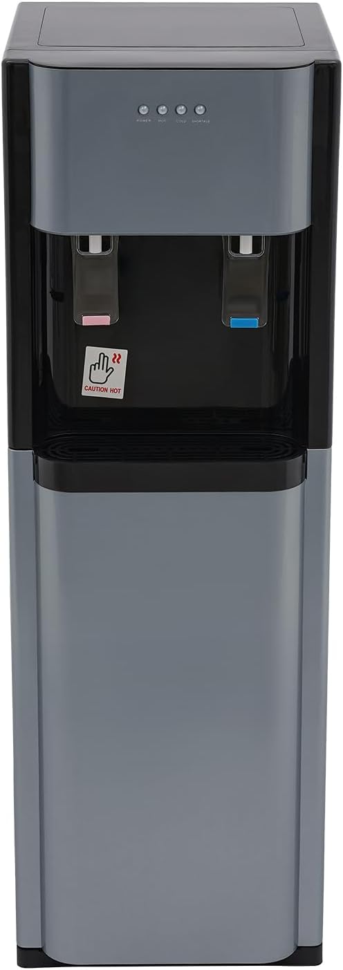 Bottom Loading Water Cooler Dispenser for 20L/5.28 Gallon Bottles,Stainless Steel Hot & Cold Water Dispenser with LED Indicator Light for Home, Offices, Hotels, Kitchens (Dark Gray)