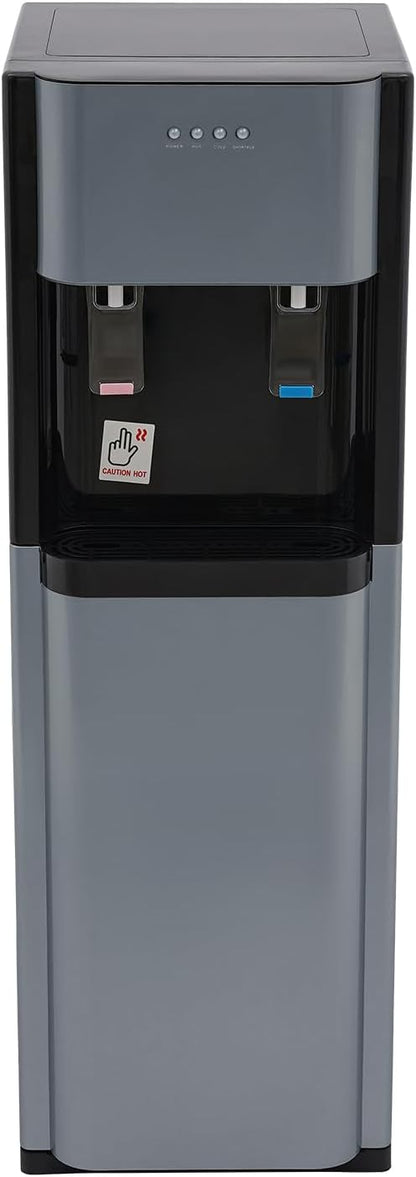 Bottom Loading Water Cooler Dispenser for 20L/5.28 Gallon Bottles,Stainless Steel Hot & Cold Water Dispenser with LED Indicator Light for Home, Offices, Hotels, Kitchens (Dark Gray)