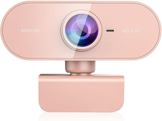 Webcam for PC&1080P HD Web Cam,Webcam with Microphone,Stand for PC/MAC/Laptop/Desktop,Wide Angle Web Cameras for YouTube,Skype,Zoom,Xbox One,Video Calling,Studying Pink