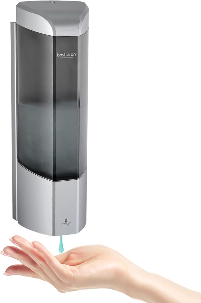 Automatic Soap Dispenser Wall Mount 700ml,Touchless Electric Sensor Liquid Gel Hand Sanitizer Dispenser Battery Operated for Office Home Kitchen Bathroom Hotel Restaurant Commercial (B-162-Sliver)