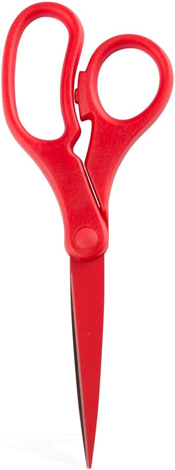 JAM PAPER Multi-Purpose Precision Scissors - 8 Inch - Red - Ergonomic Handle & Stainless Steel Blades - Sold Individually