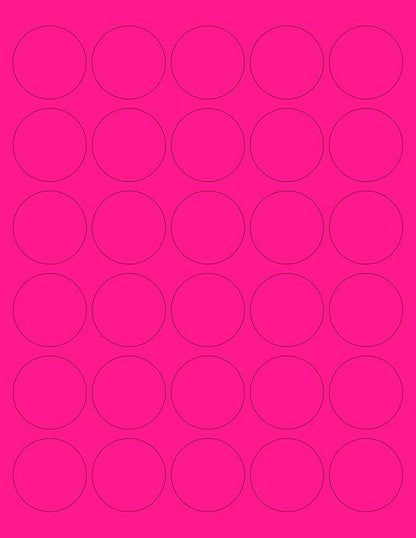 NextDayLabels - 8-1/2 x 11 Neon Color High Light Fluorescent Labels for Laser & Inkjet Printer (Pink Fluorescent, 1.5" Round - 30 Per Page | 3000 Labels)