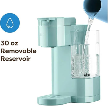 Express Essentials Single Serve Coffee Maker, 3 Cup Sizes, 36oz Removable Reservoir, cup Pod Compatible, Fast Brew, Travel Mug Friendly, Auto-Off, Compact 6.5” Design, Seafoam