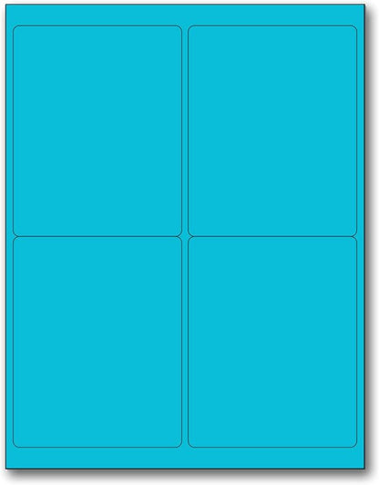 NextDayLabels - 8-1/2 x 11 Neon Color High Light Fluorescent Labels for Laser & Inkjet Printer (Blue Fluorescent, 4 x 5-4 Per Page | 400 Labels)