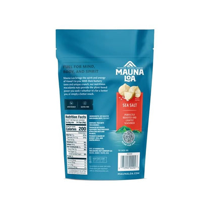 Mauna Loa Sea Salt Roasted Macadamia Nuts, 7 oz Resealable Bag, Keto Friendly, Gluten Free, Healthy Hawaiian Snack