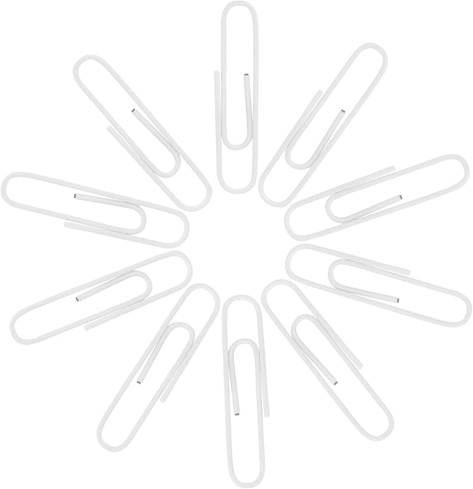 100Pcs 2 Inch Large Paper Clips, White Coated Jumbo Reusable Big Paperclips for Office School Home Document Organizing