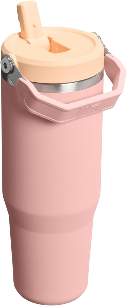 STANLEY IceFlow 2.0 Flip Straw Tumbler with Handle 20 oz | Twist On Lid and Flip Up Straw | Leak Resistant Water Bottle | Insulated Stainless Steel | BPA-Free | Peach Rose