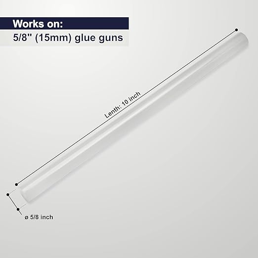 ASA 5/8" x 10" Long. Clear Hot Melt Glue Sticks. All Purpose. High Temp, Good for Toy, Ornament, Plastic, Wood, Fabric, Ceramic, Craft, Carton, and Fabric, 113 Sticks