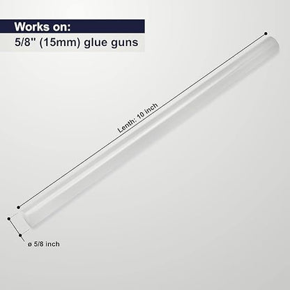 ASA 5/8" x 10" Long. Clear Hot Melt Glue Sticks. All Purpose. High Temp, Good for Toy, Ornament, Plastic, Wood, Fabric, Ceramic, Craft, Carton, and Fabric, 113 Sticks