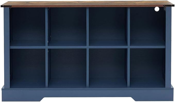 8 Cube Storage Organizer with LED Lights, Wooden Bookcase with Storage, Modern Cube Shelf for Living Room, Bedroom, Home Office - Blue